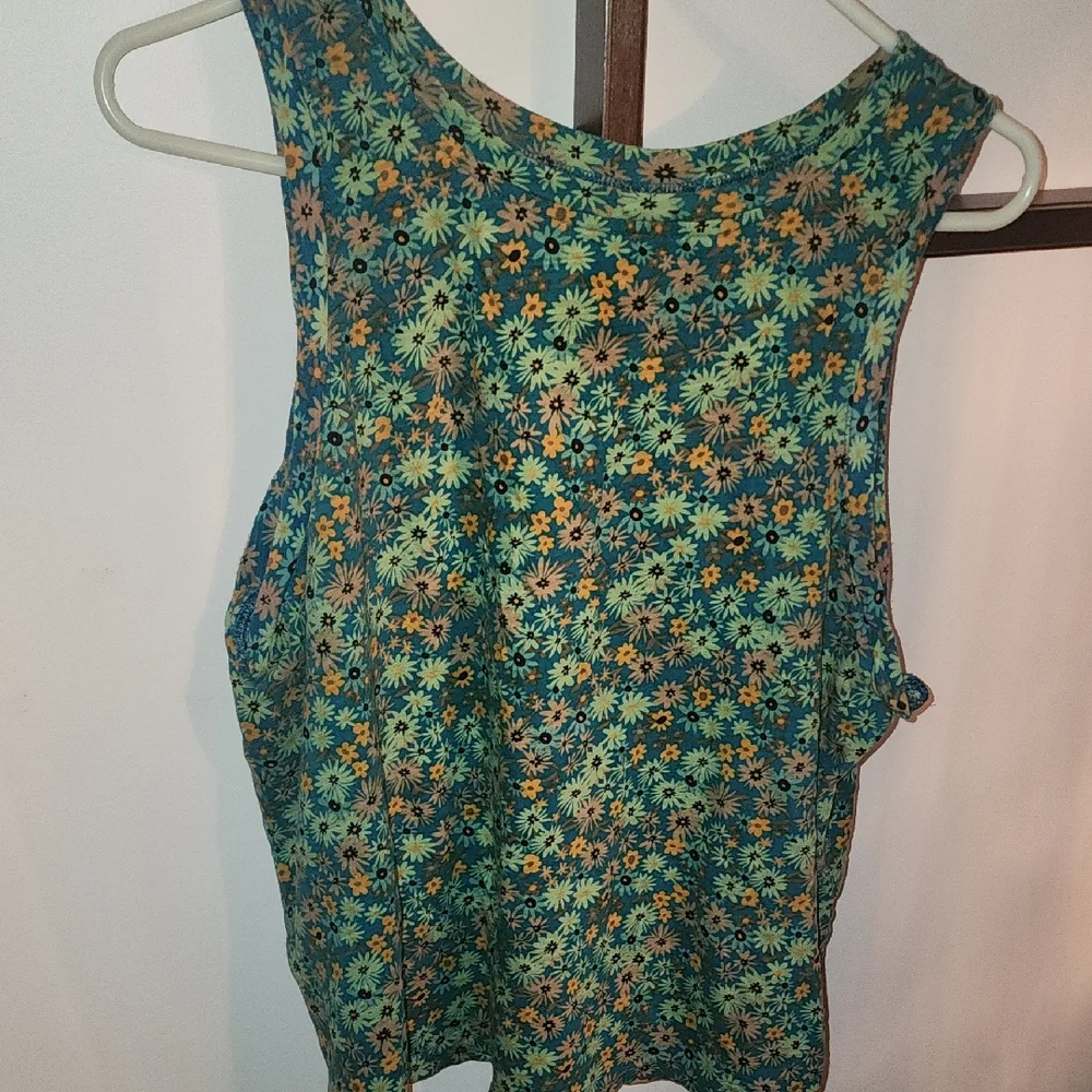 FIRM PRICE Secret Treasures Floral Tank Top - Teal and Yellow Pj Outfit